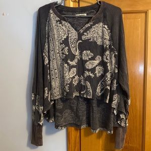 Free people paisley long sleeve crop top